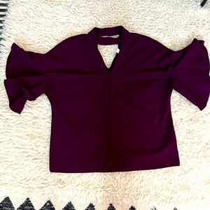 Plum Flare Sleeve Blouse, size M